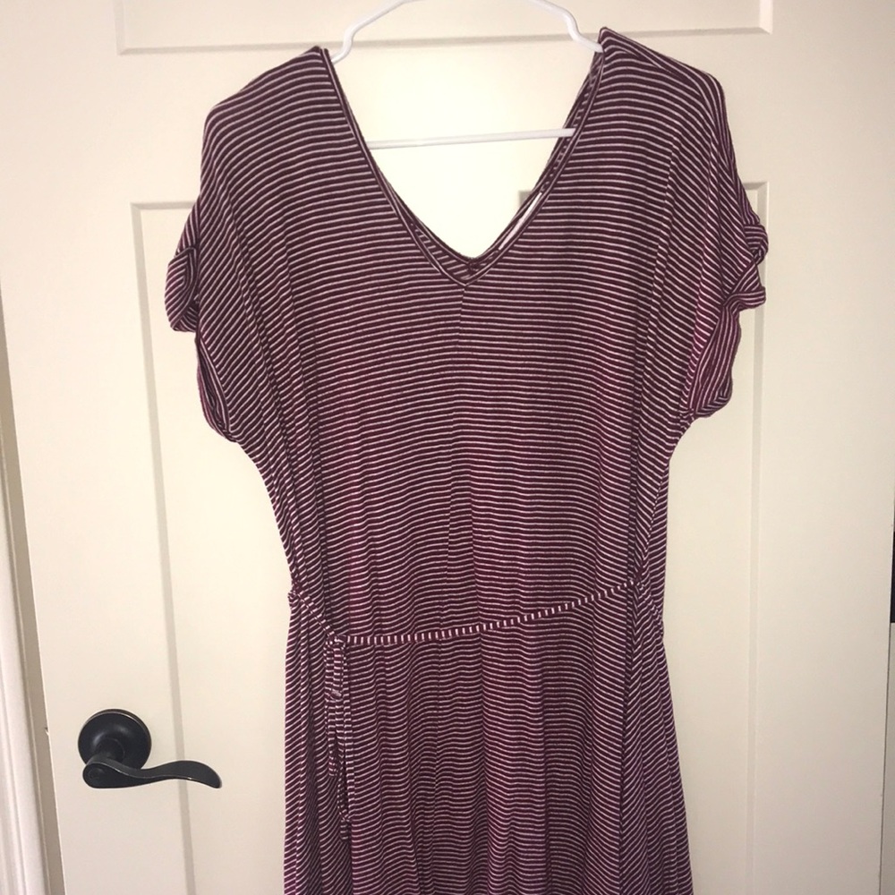 Motherhood Maternity Maroon and white striped top